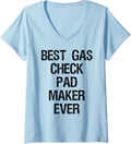 Womens Best Gas Check Pad Maker Ever V-Neck Apparel | Trending 2025 | Aesthetic Fit