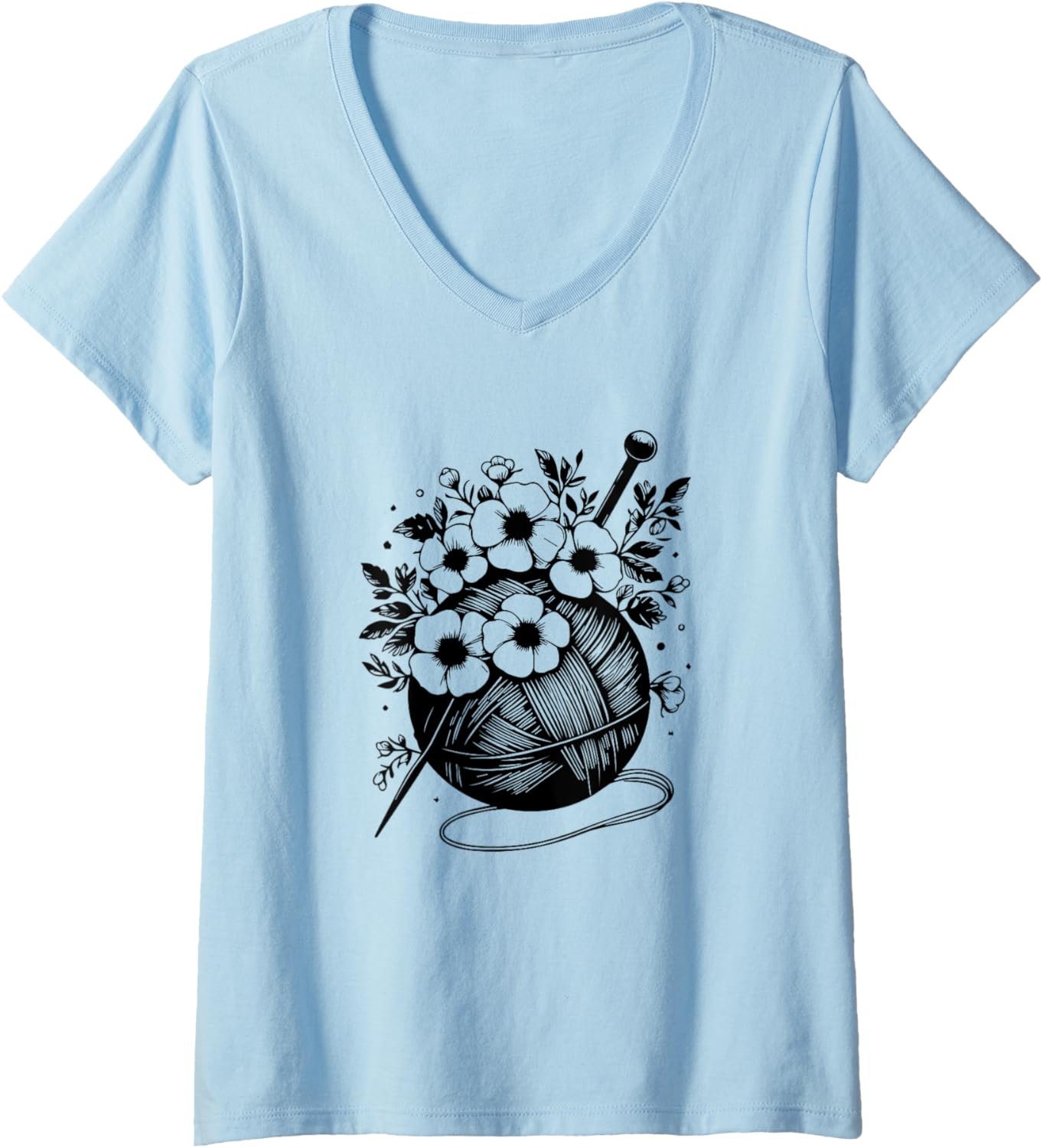 Womens Retro Crafter Mom Graphic design Floral Knitting Yarn Ball V-Neck Yarn Supply | Trending 2025 | High CTR Title