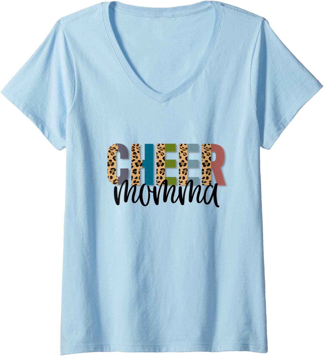 Womens Cheer Momma Leopard Cheetah Print Retro Trendy Cute V Neck Apparel Premium Print Hot Right Now