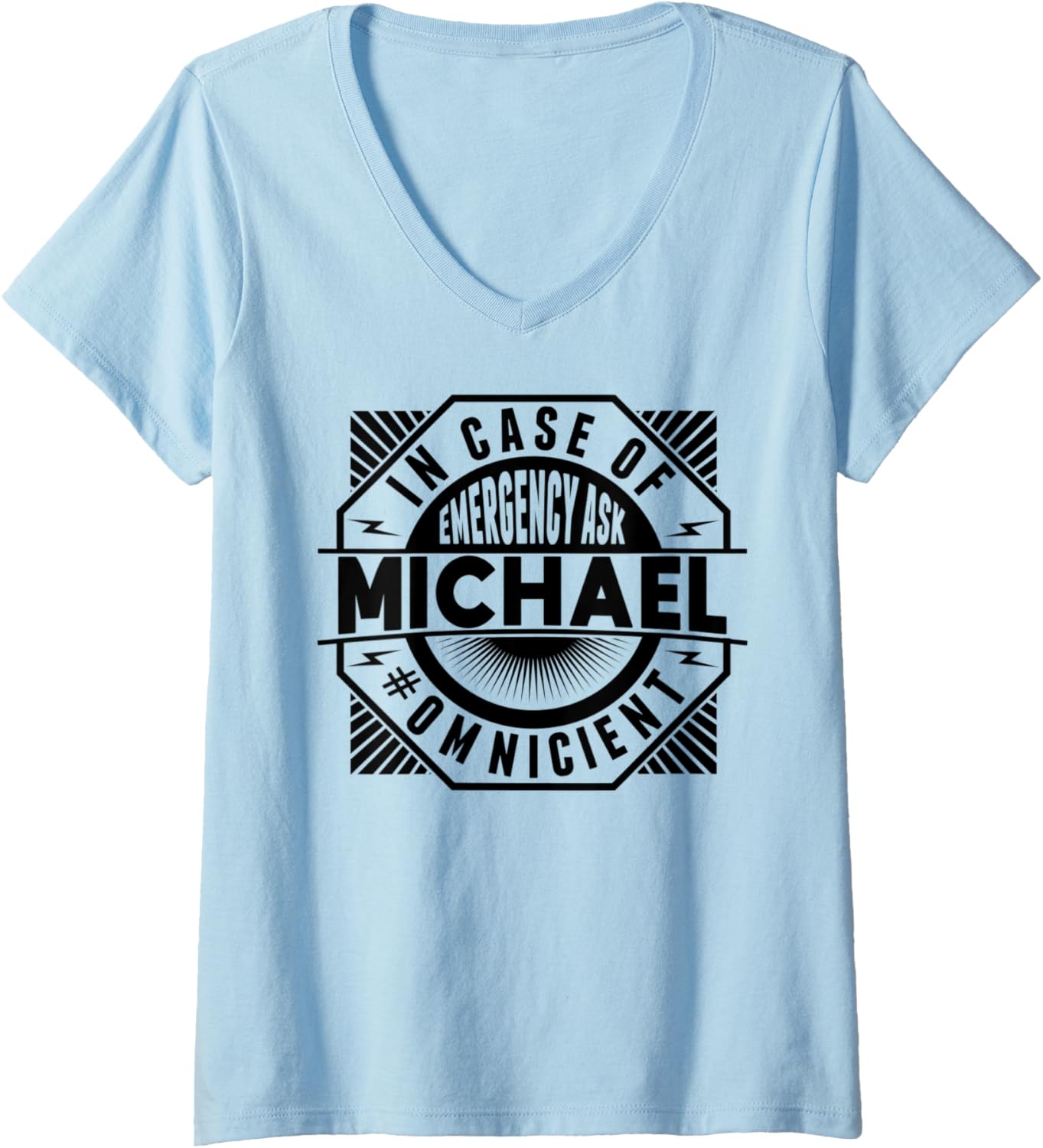 Womens Funny Name Omniscient - In Case Of Emergency Ask Michael V-Neck Apparel | Viral Streetwear Style
