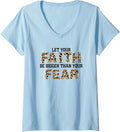 Womens Faith Bigger Than Fear Cheetah V Neck Apparel High Search Demand US Top Pick