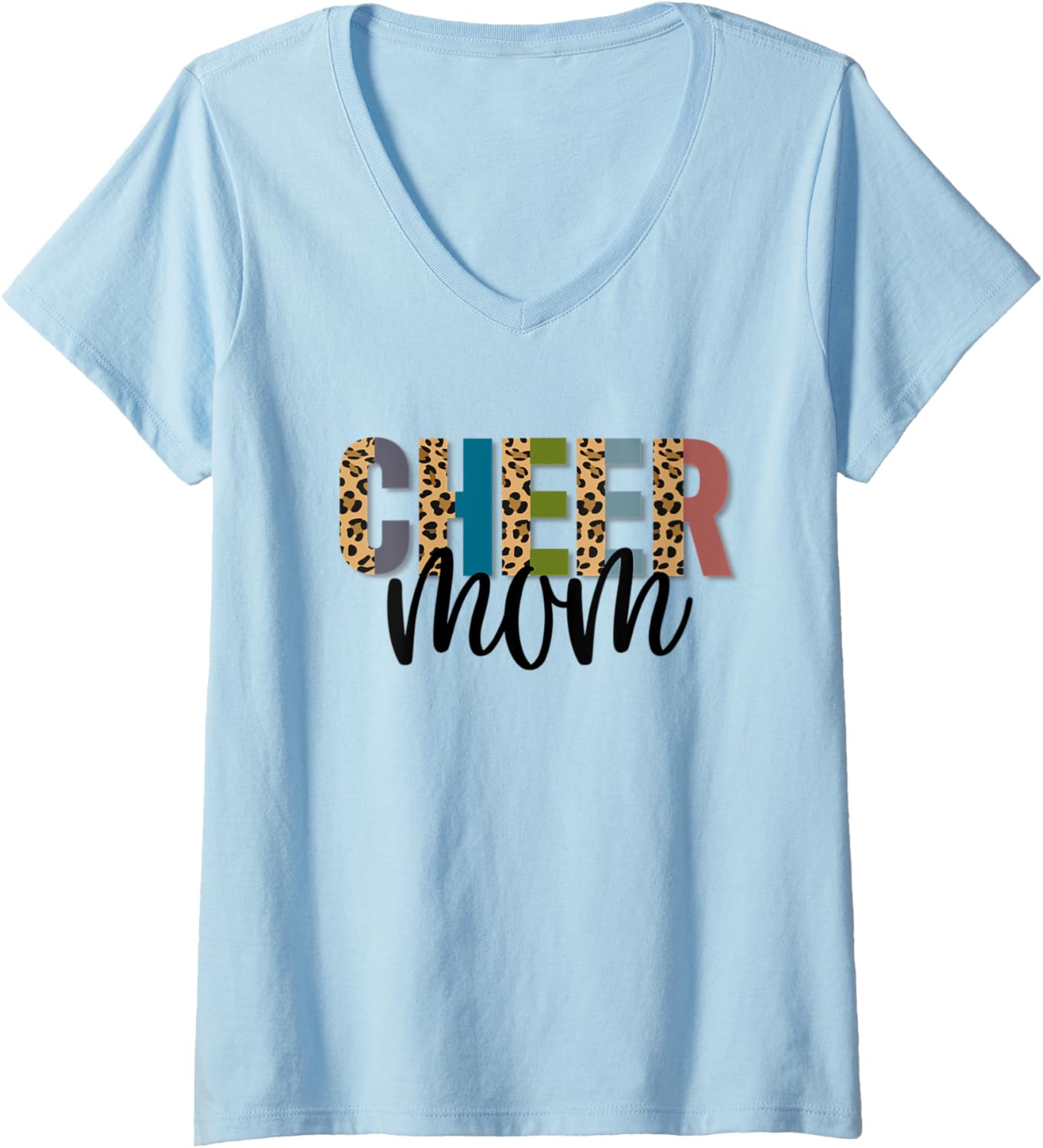 Womens Cheer Mom Leopard Cheetah Print Retro Trendy Cute V Neck Apparel High Search Demand US Top Pick
