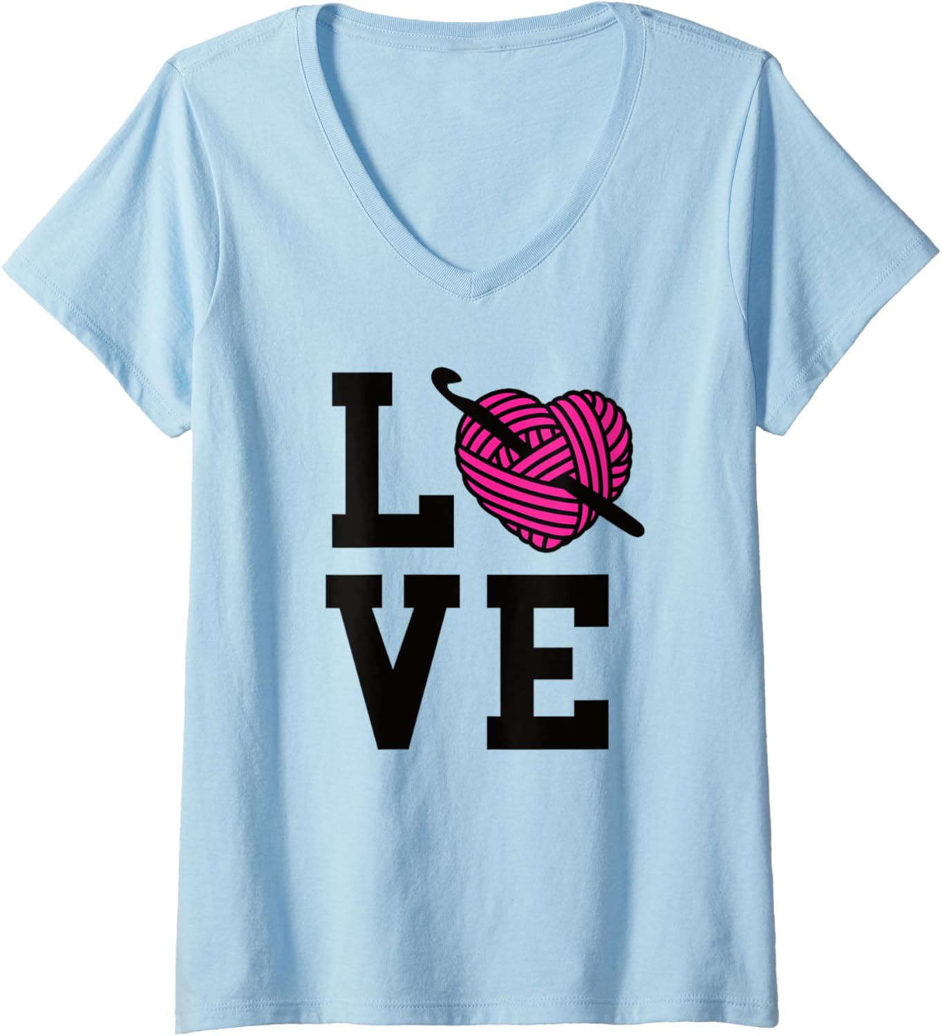 Womens I Love Crochet Heart Yarn Knitting Crochet Hook V-Neck Yarn Supply | Trending 2025 | Customer Favorite