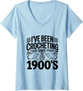 Womens Crocheting Since 1900s Funny Retro Yarn Craft Crochet V-Neck Yarn Supply | Trending 2025 | High CTR Title