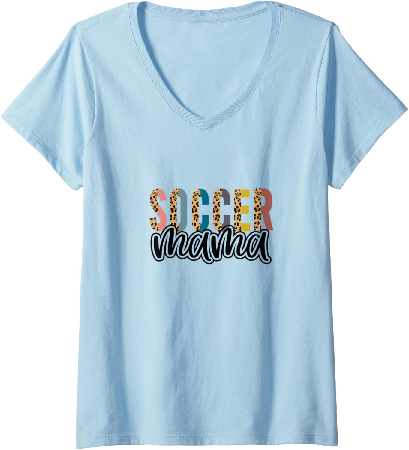 Womens Soccer MAMA Leopard Cheetah Print Retro Trendy Cute V Neck Apparel Streetwear Style Fan Favorite