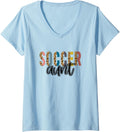 Womens Soccer AUNT Leopard Cheetah Print Retro Trendy Cute V Neck Apparel Trending US Everyday Wear