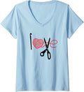 Womens I Love Crochet Heart Yarn Knitting V-Neck Yarn Supply | Top Rated | Best Seller Choice