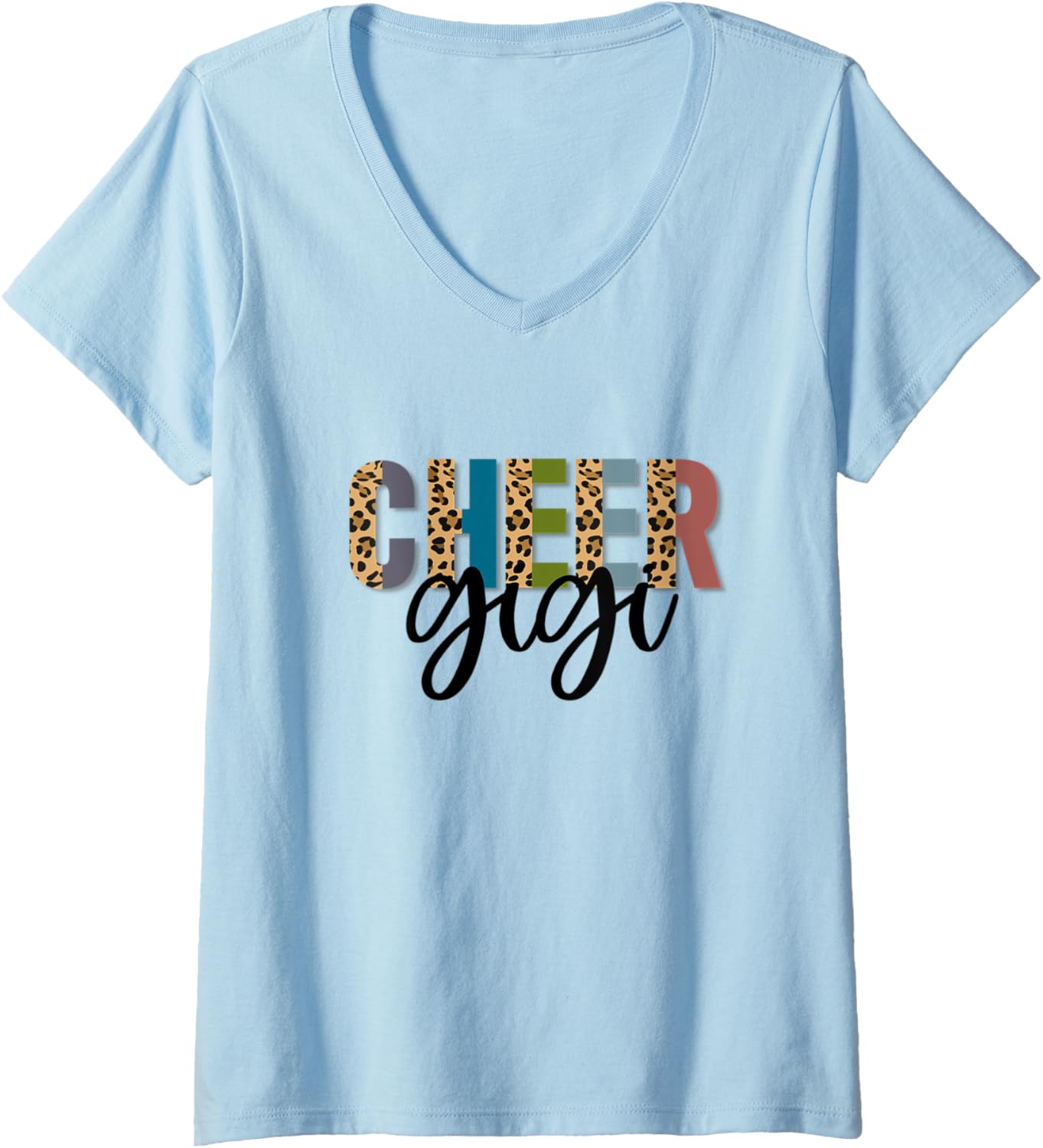 Womens Cheer GIGI Leopard Cheetah Print Retro Trendy Cute V Neck Apparel Comfort Fit US Top Pick