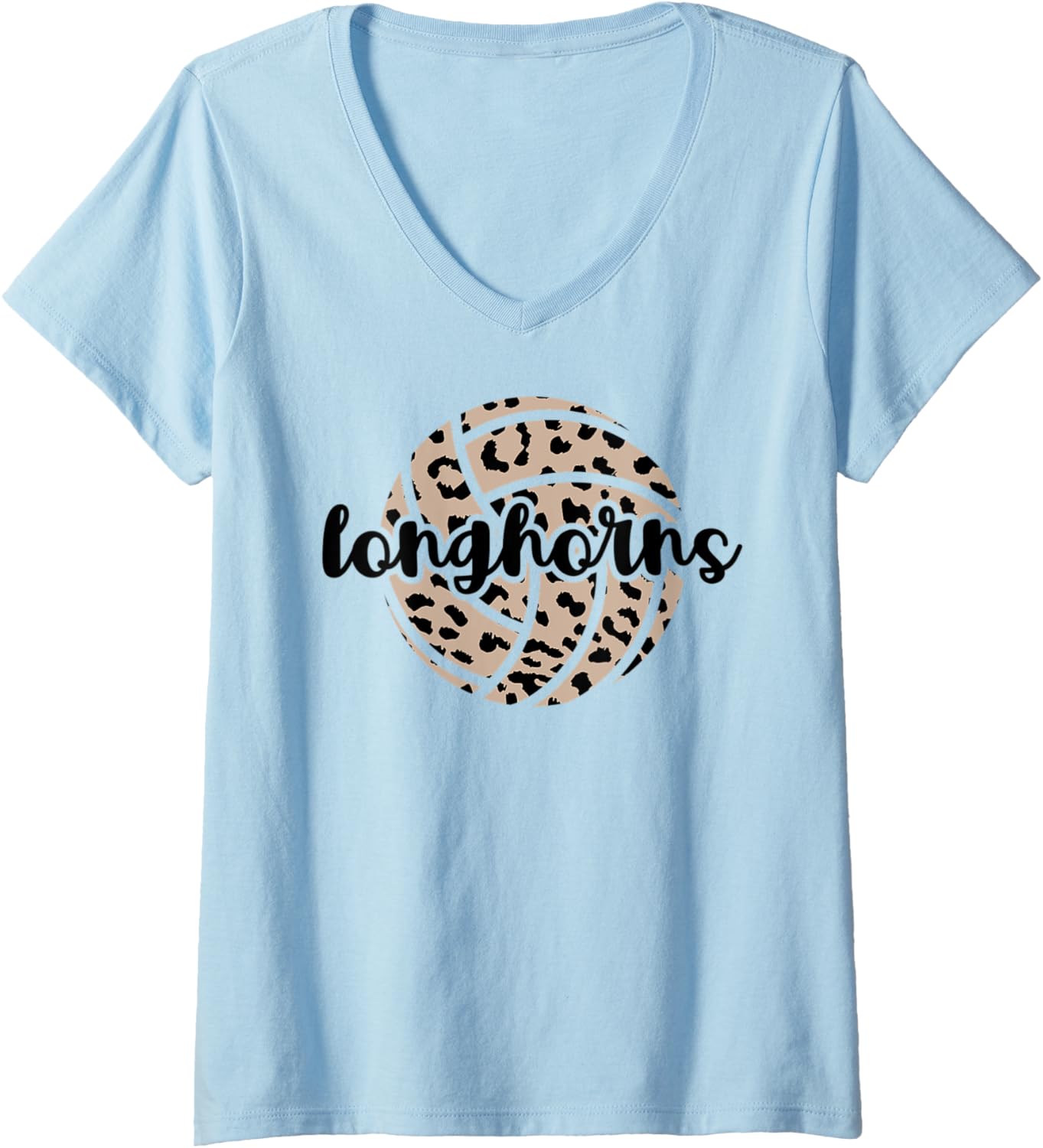 Womens Longhorns Volleyball Team Cheetah Mascot School Spirit Game V Neck Apparel Streetwear Style Fan Favorite
