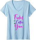Womens Fueled By Coffee And Yarn Gift V-Neck Yarn Supply | High Search Volume | Best Seller Choice