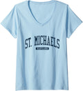 Womens St. Michaels Maryland MD College University Style Blue V-Neck Apparel | Everyday Casual Wear