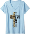 Womens Cute Be Still And Know That I Am God Christian Cheetah Print V Neck Apparel Premium Print US Top Pick
