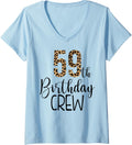 Womens 59 Year Birthday Party Leopard Print 59th Birthday Crew V Neck Apparel Trending US Hot Right Now
