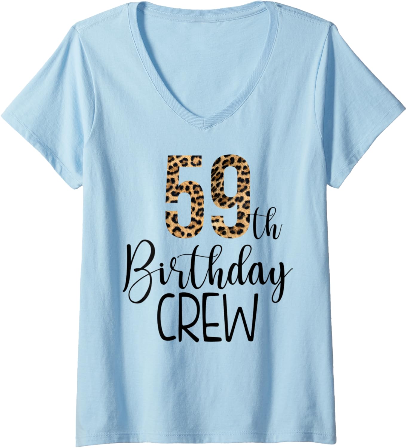 Womens 59 Year Birthday Party Leopard Print 59th Birthday Crew V Neck Apparel Trending US Hot Right Now