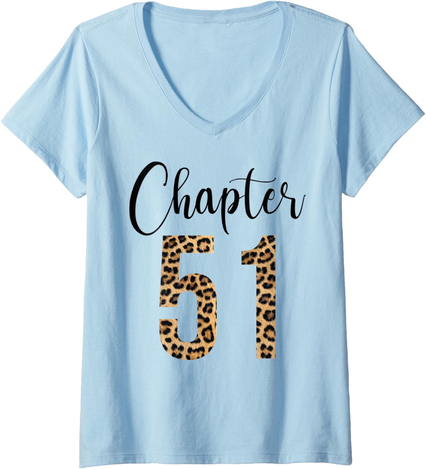 Womens 51 Year Birthday Party Leopard Print 51st Birthday Crew V Neck Apparel High Search Demand Best Seller Look