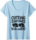 Womens Cutting soap bars is my cardio Quote for a Soap Maker V-Neck Apparel | Premium Quality | Perfect Gift Idea
