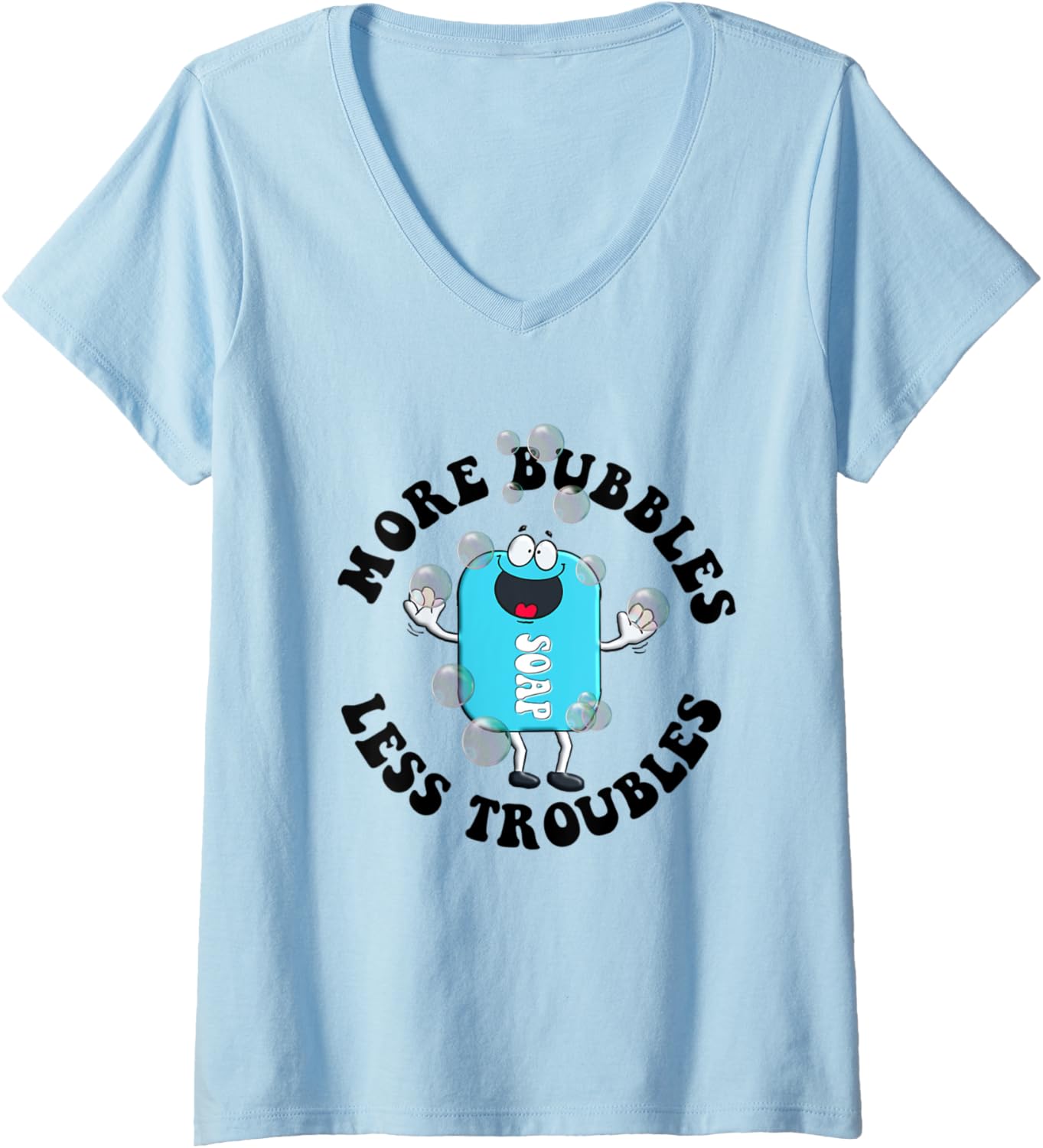 Womens Soap Making Funny More Bubbles Less Troubles Soap Maker V-Neck Apparel | Premium Quality | Must-Have Style