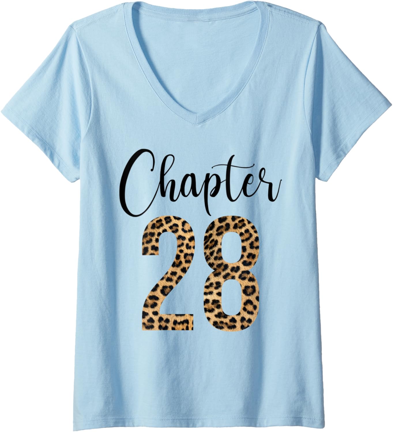 Womens 28 Year Birthday Party Leopard Print 28th Birthday Crew V Neck Apparel Streetwear Style Best Seller Look