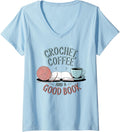 Womens Coffee Crochet Good Book Bookish Yarn Crafter V-Neck Yarn Supply | Top Rated | Best Seller Choice