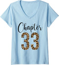 Womens 33 Year Birthday Party Leopard Print 33rd Birthday Crew V Neck Apparel Premium Print Gift Ready