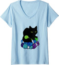 Womens Yarn hoarding void - black cat yarn funny V-Neck Yarn Supply | High Search Volume | Customer Favorite