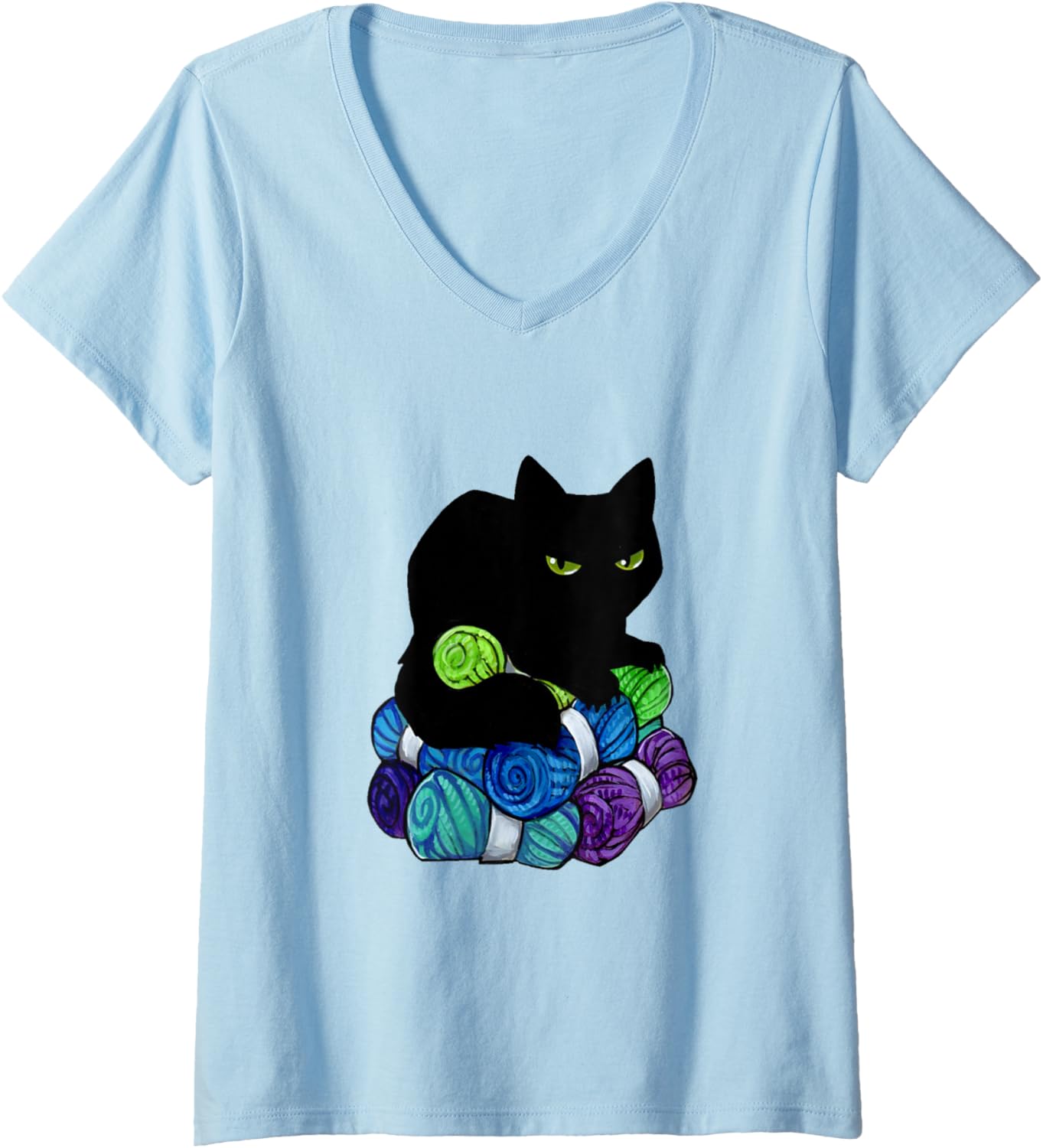 Womens Yarn hoarding void - black cat yarn funny V-Neck Yarn Supply | High Search Volume | Customer Favorite