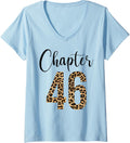 Womens 46 Year Birthday Party Leopard Print 46th Birthday Crew V Neck Apparel Premium Print Fan Favorite