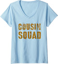 Womens COUSIN SQUAD Leopard Print Family Reunion Reeducation Crew V Neck Apparel Comfort Fit Best Seller Look