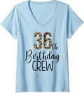 Womens 36 Year Birthday Party Leopard Print 36th Birthday Crew V Neck Apparel Comfort Fit Best Seller Look