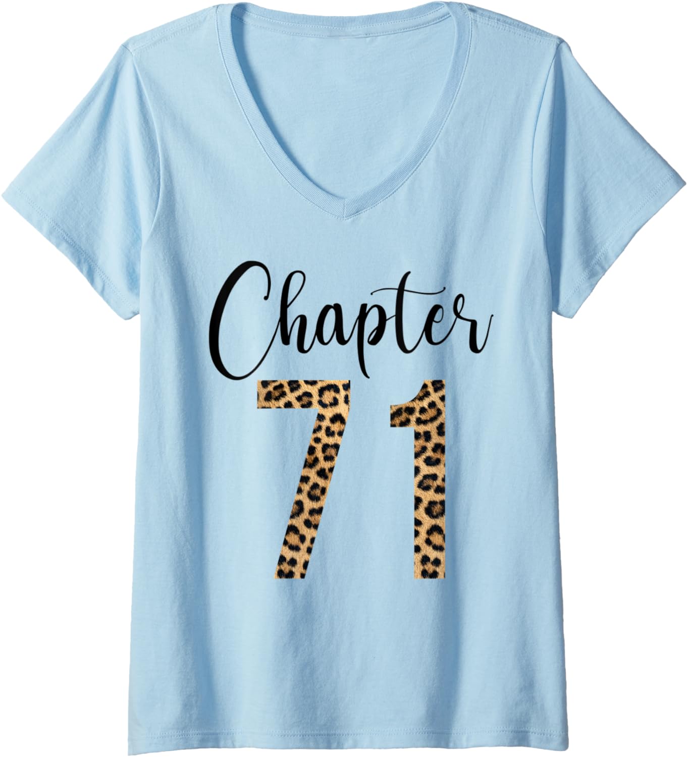Womens 71 Year Birthday Party Leopard Print 71st Birthday Crew V Neck Apparel Streetwear Style US Top Pick