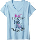Easily Distracted By Dogs And Yarn Knitter Knit Knitting V-Neck Yarn Supply | Premium Quality | Best Seller Choice