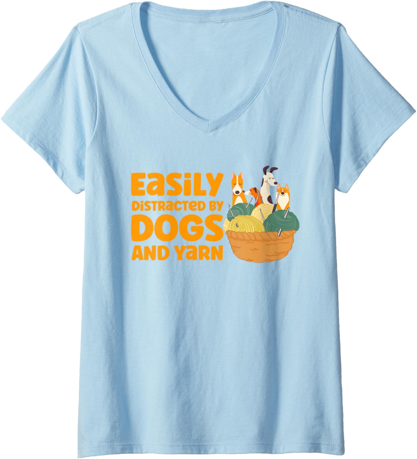 Womens Knitting Knitter Dogs And Yarn V-Neck Yarn Supply | Viral US Pick | Customer Favorite
