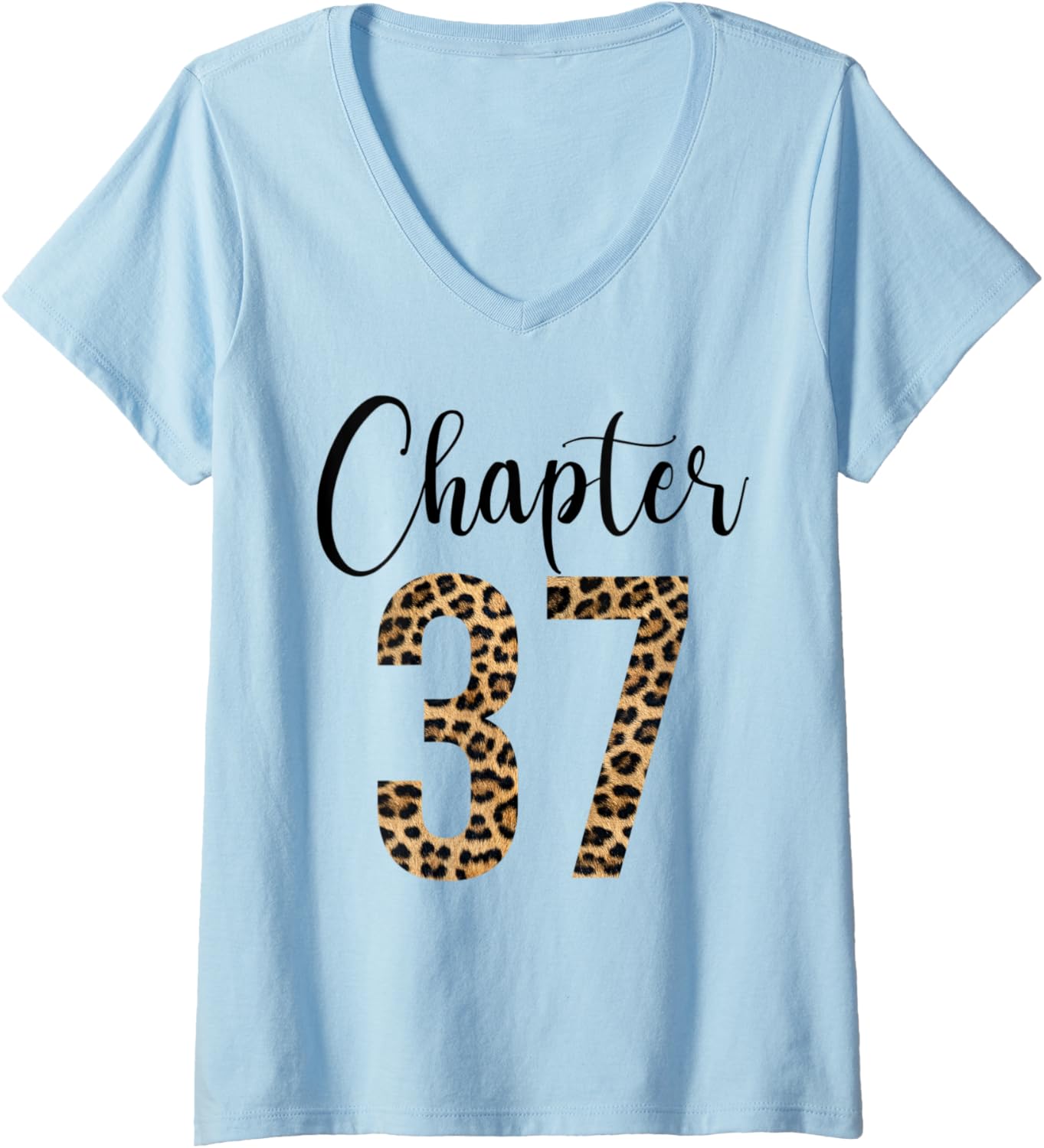 Womens 37 Year Birthday Party Leopard Print 37th Birthday Crew V Neck Apparel Premium Print Gift Ready