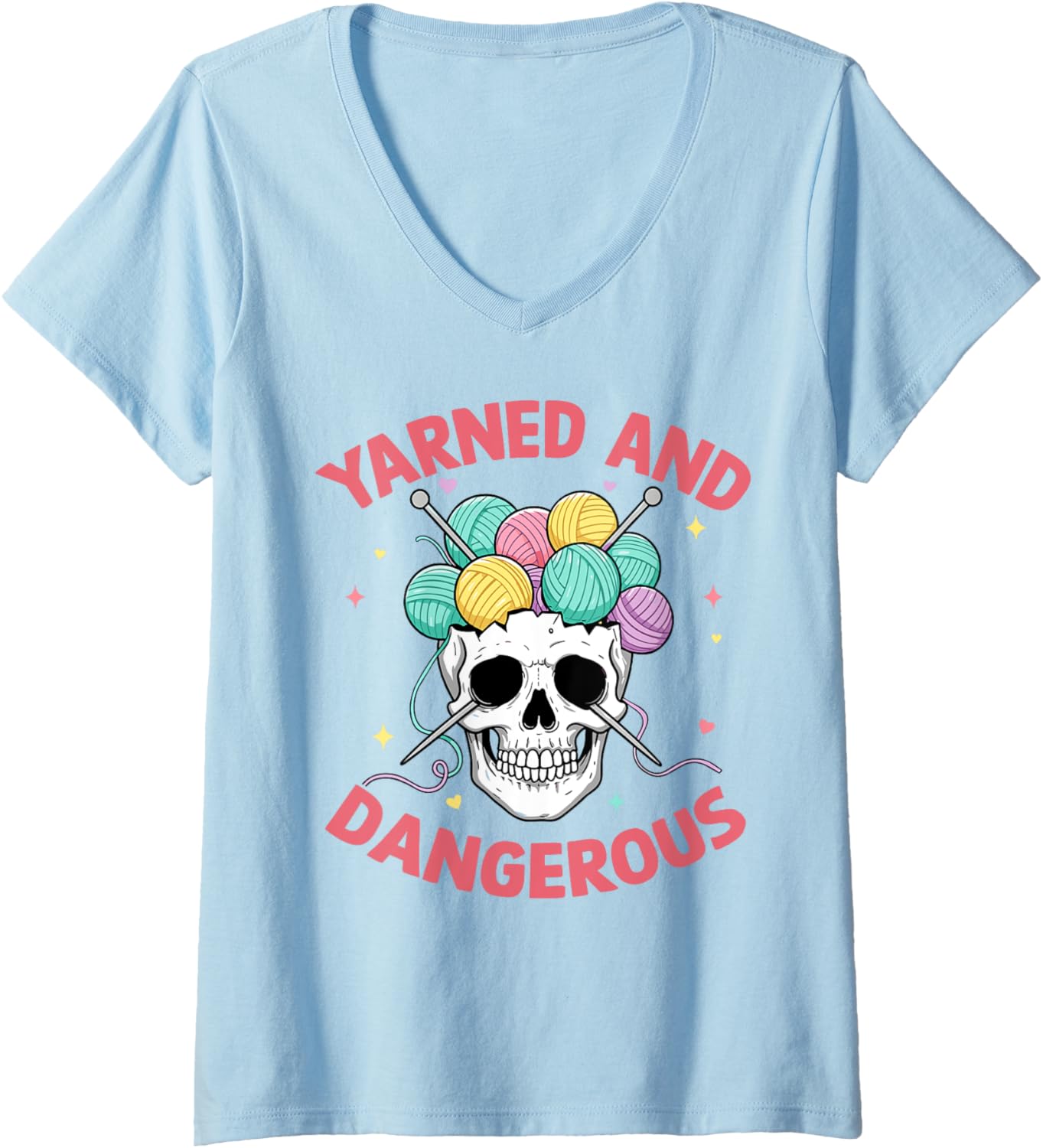 Womens Crochet Yarned and dangerous knitting skull yarn V-Neck Yarn Supply | Trending 2025 | Customer Favorite