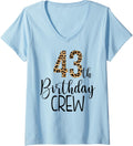 Womens 43 Year Birthday Party Leopard Print 43rd Birthday Crew V Neck Apparel Streetwear Style Hot Right Now