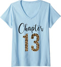 Womens 13 Year Birthday Party Leopard Print 13rd Birthday Crew V Neck Apparel Streetwear Style Gift Ready
