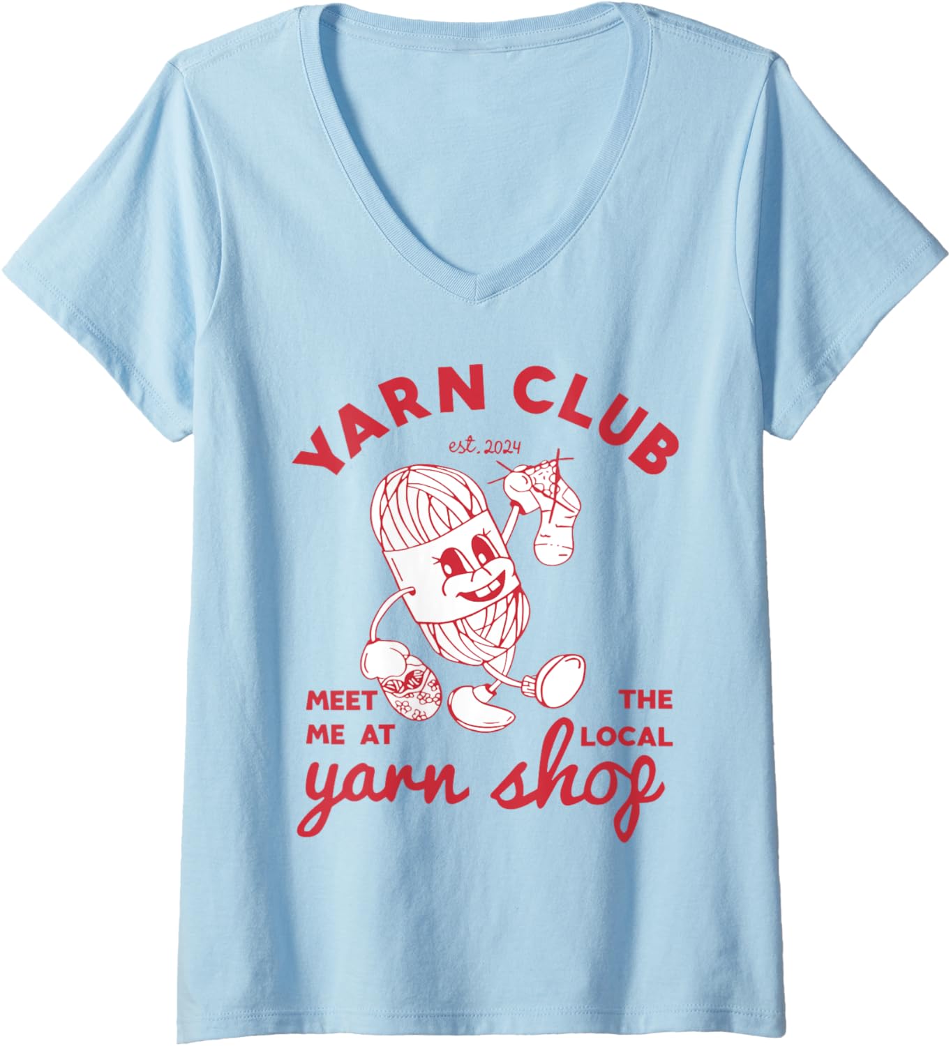 Womens Yarn Club Meet Me At The Local Yarn Crochet Crocheting V-Neck Yarn Supply | High Search Volume | Customer Favo...
