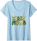 Womens Lucky Mama St Patrick u2019s Day Leopard Cheetah Pattern Retro V Neck Apparel Premium Print US Top Pick