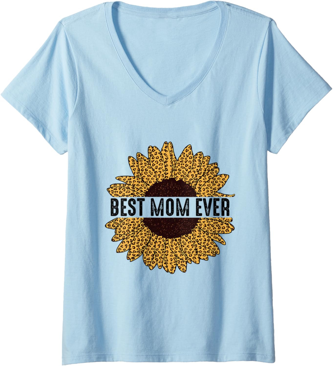 Womens Cheetah Leopard Print Sunflower Shirt Best Mom Ever V Neck T Shirt Streetwear Style US Top Pick