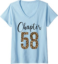 Womens 58 Year Birthday Party Leopard Print 58th Birthday Crew V Neck Apparel Comfort Fit Gift Ready