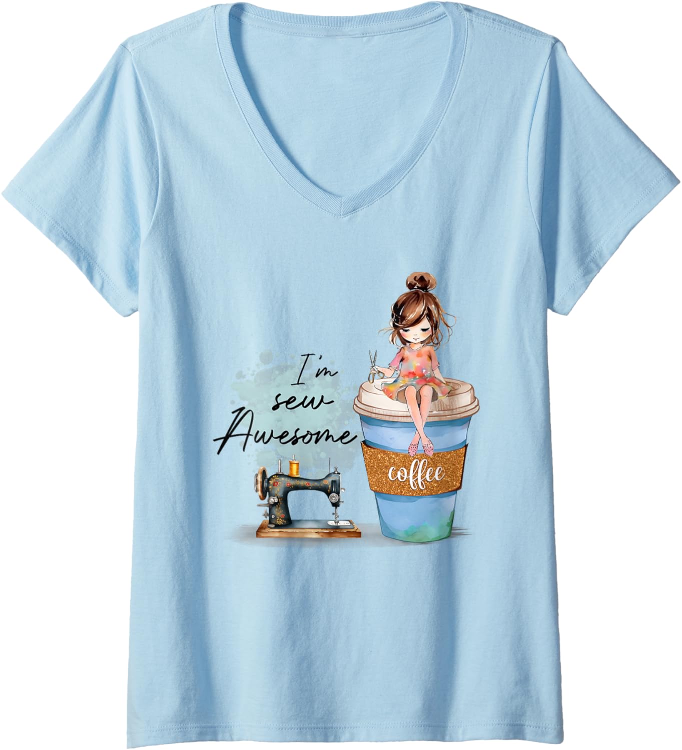 Quilting Yarn Graphic Design Seamstress Sewing Themed V-Neck Yarn Supply | Trending 2025 | Customer Favorite
