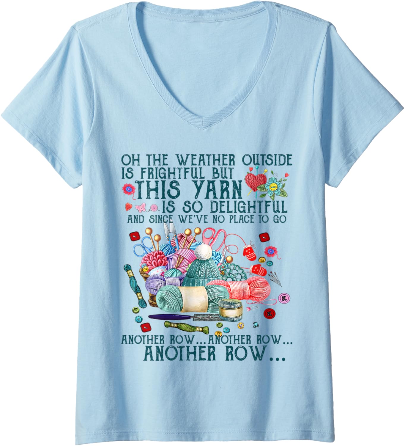 Womens Funny Another Row Crocheting Knitting and Yarn Lover Tshirt V-Neck T-Shirt | Trending 2025 | Best Seller Choice