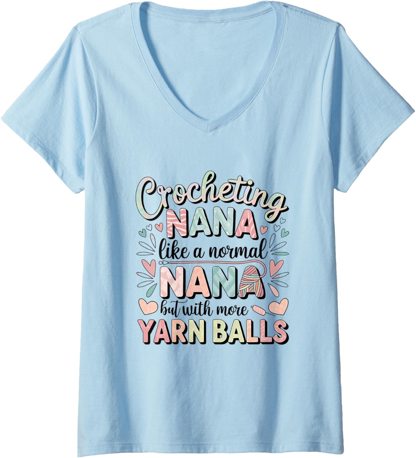 Womens Crocheting Nana Yarn Balls Fun for Grandma V-Neck Yarn Supply | Trending 2025 | Perfect for Crafters