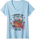 Womens I Crochet So I Don u2019t Choke People Funny Yarn Quote knitting V-Neck Yarn Supply | Premium Quality | Best S...