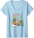 Womens Easily distracted by Books and yarn V-Neck Yarn Supply | Viral US Pick | High CTR Title