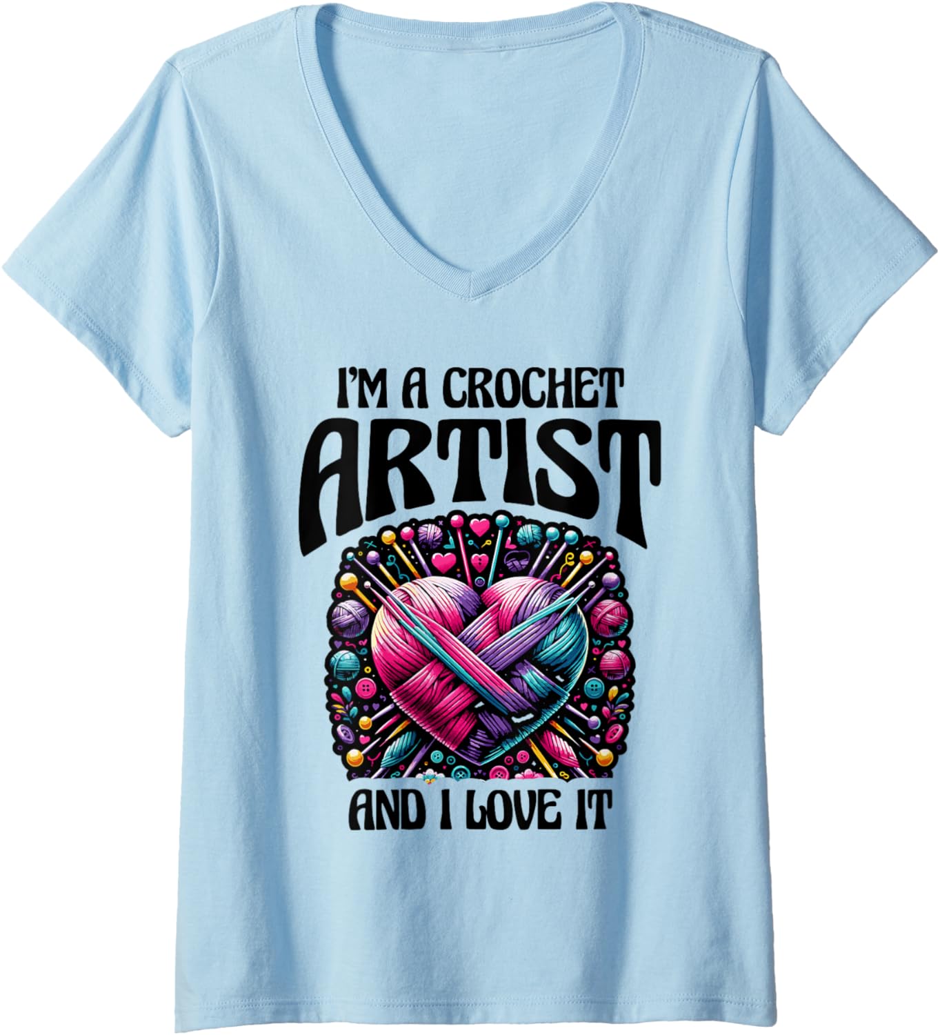 Womens Funny Crochet Yarn Lover Women Crocheter Design V-Neck Yarn Supply | Viral US Pick | Customer Favorite