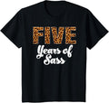 Kids Leopard Fifth Birthday 5 Year Old 5th Birthday Five Girls Apparel High Search Demand Fan Favorite