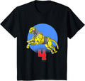 Kids Kids 4 Year Old Birthday Party Graphic Tee ROBOT CHEETAH T Shirt Comfort Fit US Top Pick