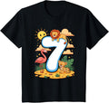 Kids 7th Birthday Lion Flamingo Cheetah 7 Year Safari Theme Apparel Comfort Fit Everyday Wear