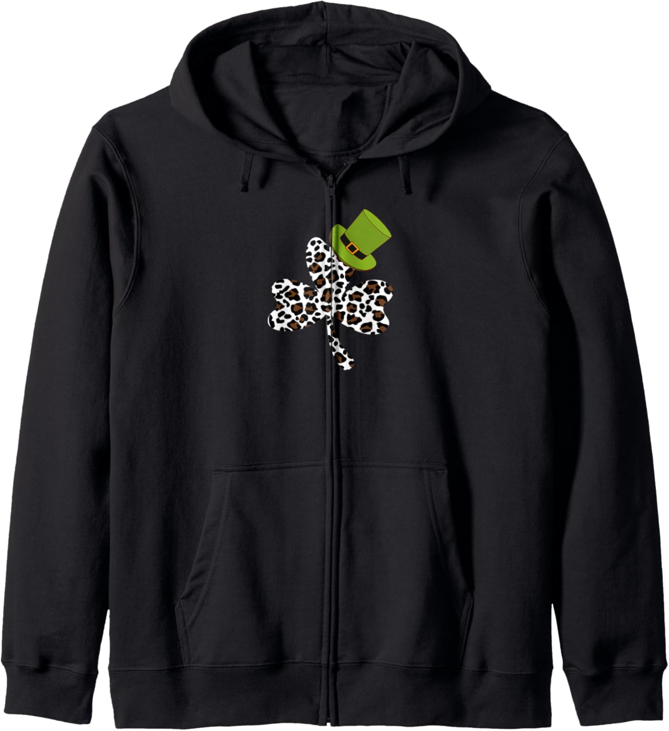 Happy St Patricks Day Leopard Cheetah Print Shamrock Clover Zip Hoodie Hoodie High Search Demand Fan Favorite